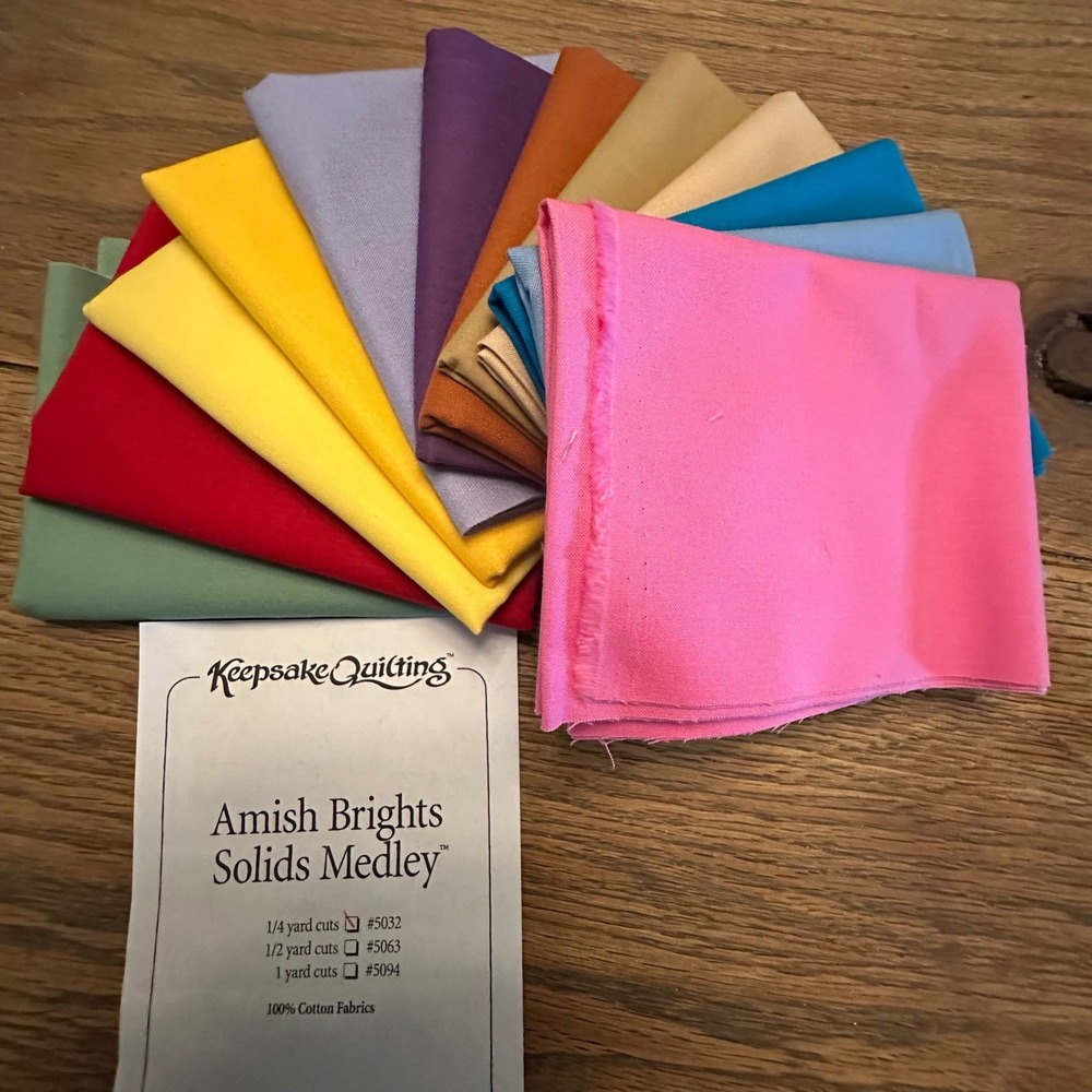 Keepsake Quilting Amish Brights Darks Solids Medley 100% Cotton 1/4 Yard 12pc